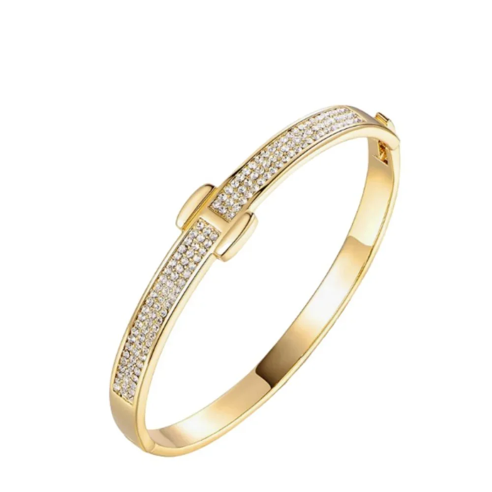 Bazel 18K Gold Plated Crystal Belt Bangle  - NWOT - Picture 2 of 3